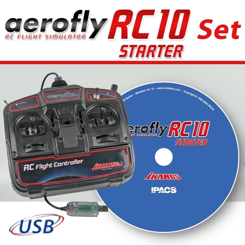 Fotografie produktu: IKARUS Aerofly RC10 STARTER na DVD s USB ovladačem pro Win 10/11