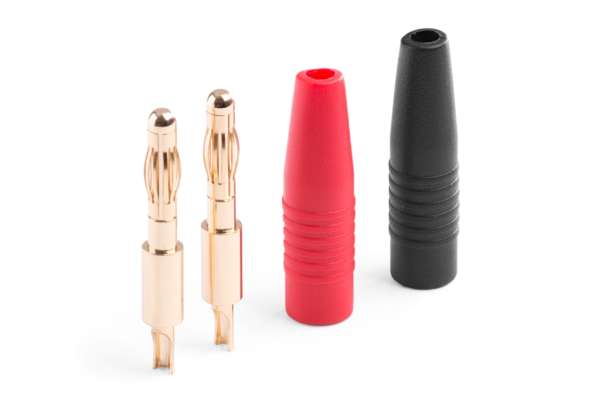 Fotografie produktu: KAVAN Banánek 4mm GOLD pájecí (černý+červený)