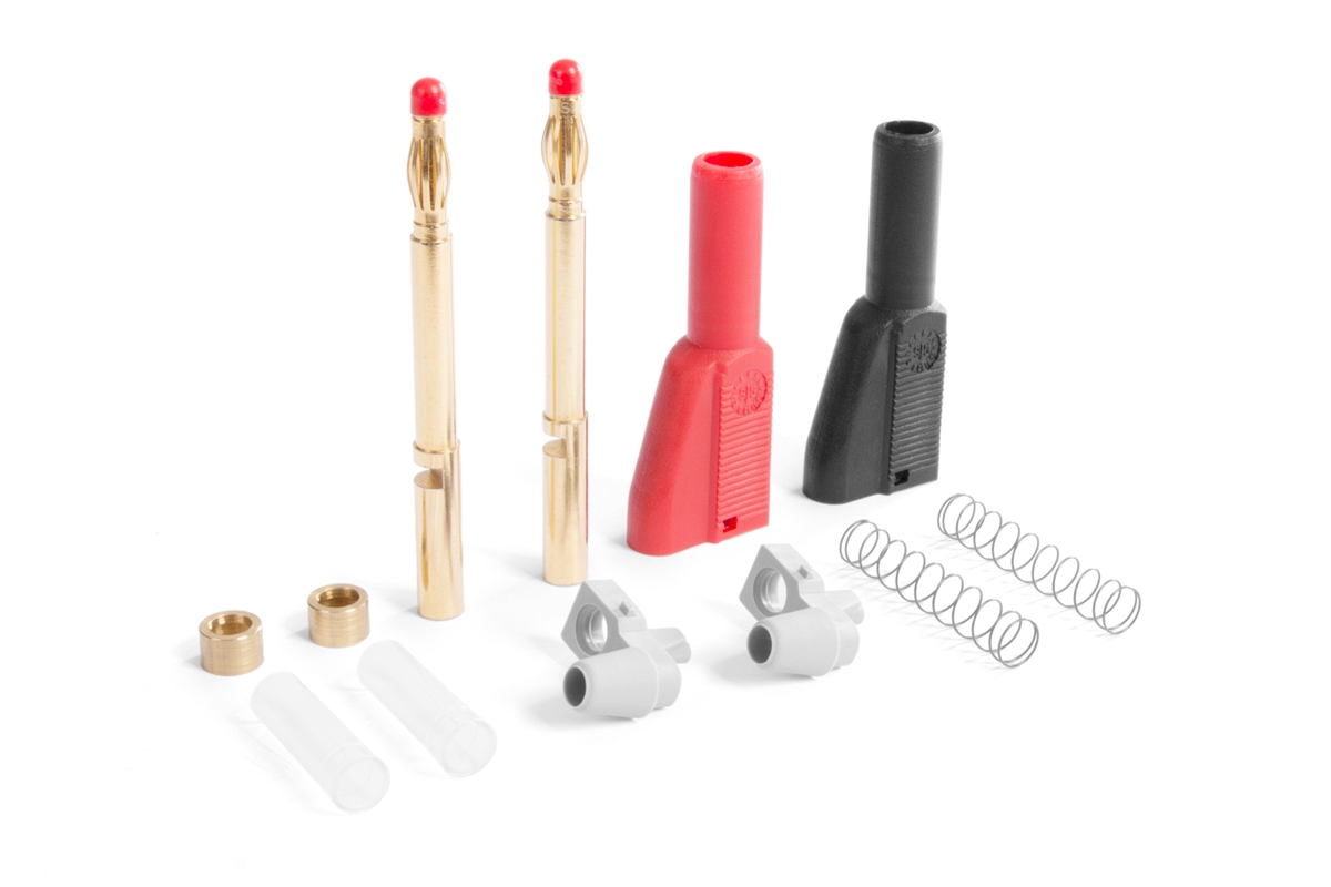 Fotografie produktu: KAVAN G4/4mm GOLD banánek s ochranným krytem červená/černá, 1 pár