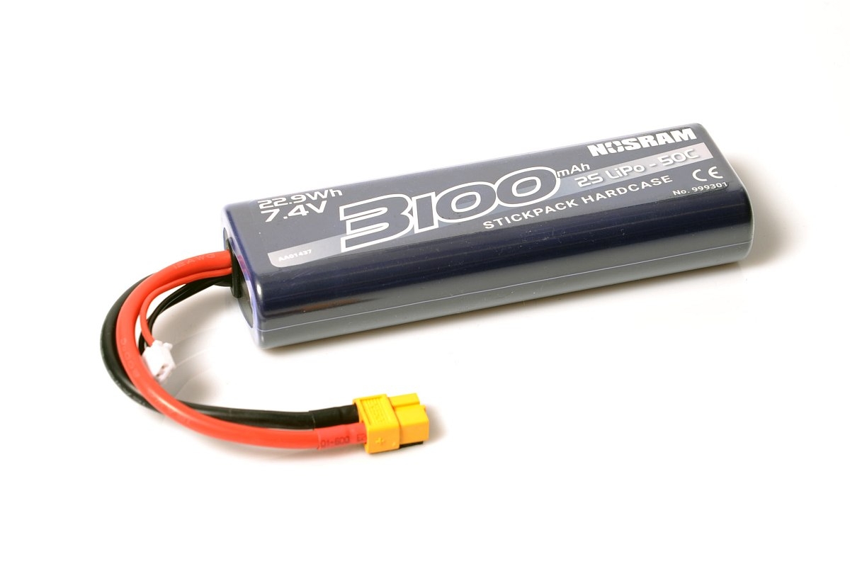 Fotografie produktu: NOSRAM 3100mAh - 7.4V - 50C LiPo Car Stickpack Hardcase - XT60 konektor