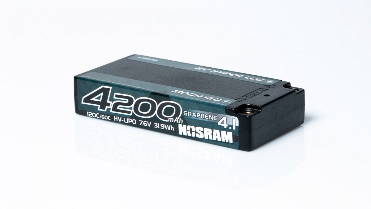 Fotografie produktu: NOSRAM HV Ultra LCG Modified Shorty GRAPHENE-4.1 4200mAh Hardcase Akku - 7.6V LiPo - 120C/60C