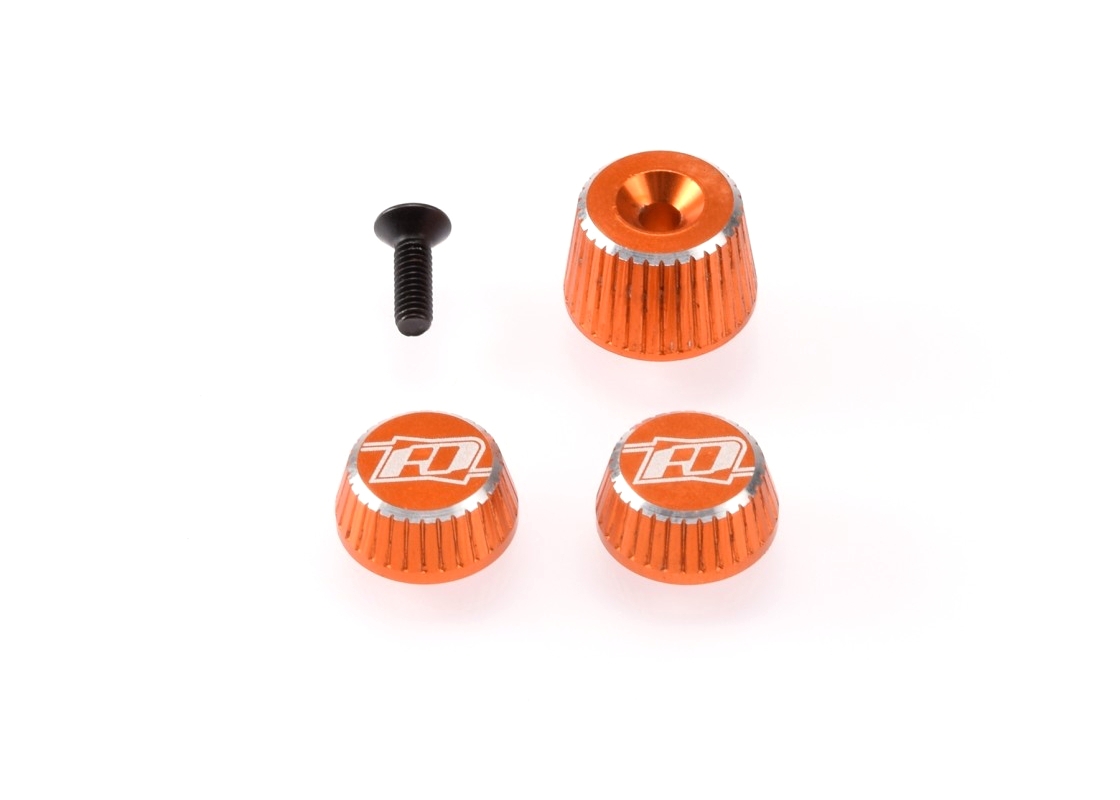 Fotografie produktu: REVOLUTION DESIGN M-17 hliníkové kolečka potenciometrů, oranžové, 2+1 ks.