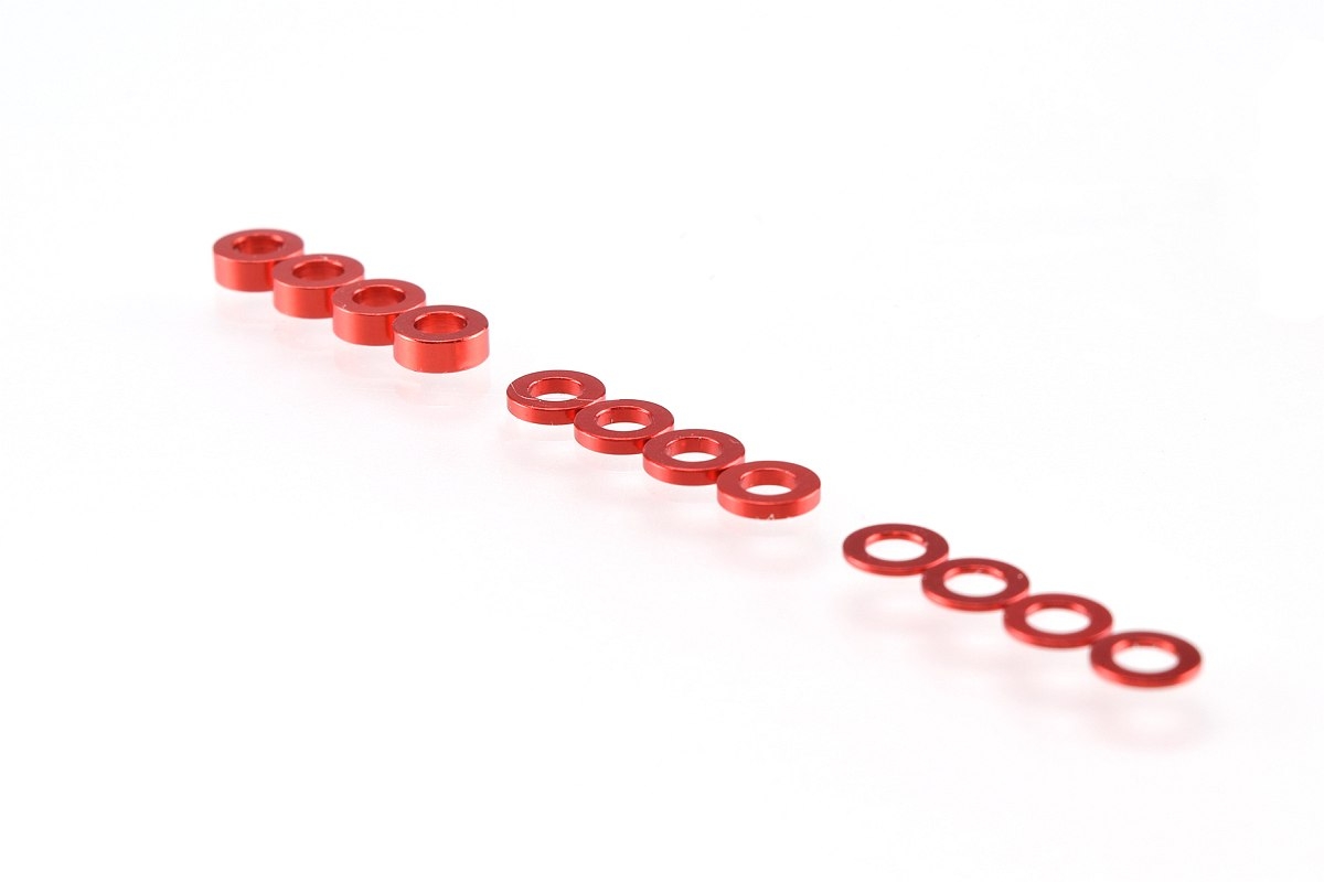 Fotografie produktu: RUDDOG 3mm sada podložek červené (0.5mm/1.0mm/2.0mm), 4+4+4 ks.