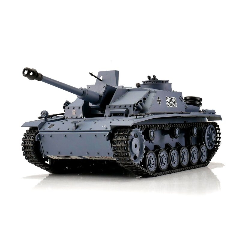 Fotografie produktu: Torro - Heng Long TORRO tank 1/16 RC Sturmgeschütz III, provedení G, šedá kamufláž-BB Airsoft (kovové pásy)