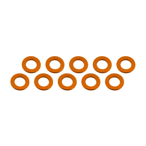 Fotografie produktu: Ultimate Racing 3x6x0,5mm hliníkové podložky oranžové, 10 ks.