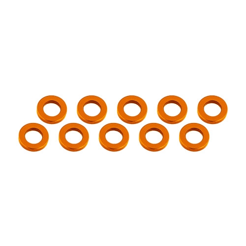 Fotografie produktu: Ultimate Racing 3x6x1mm hliníkové podložky oranžové, 10 ks.