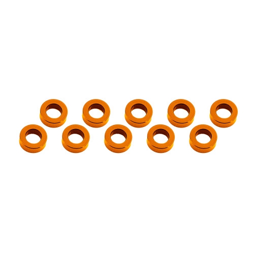 Fotografie produktu: Ultimate Racing 3x6x2mm hliníkové podložky oranžové, 10 ks.
