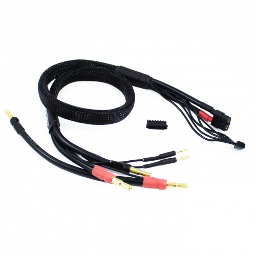 Fotografie produktu: Ultimate Racing 2 x 2S černý nabíj. kabel G4/G5 v černé ochranné punčoše - dlouhý 600mm-(XT60, 3-pin XH)