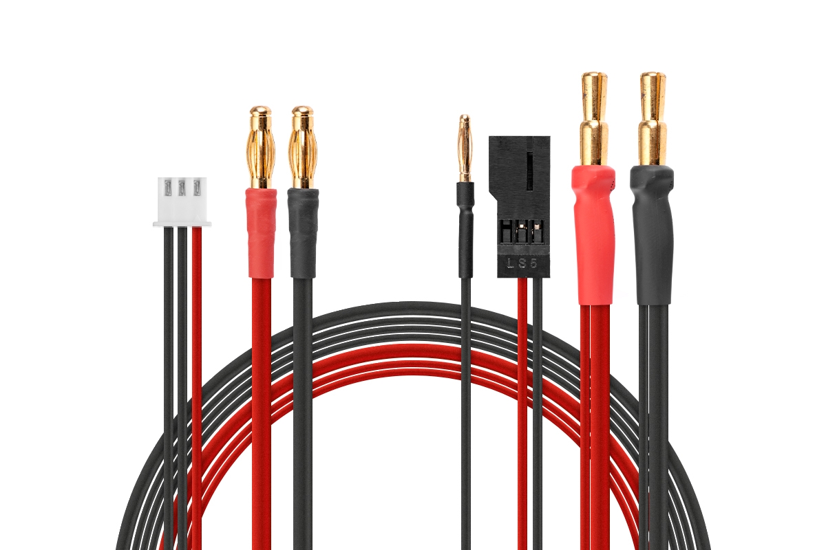 Fotografie produktu: Yeah Racing Nabíjecí kabel 3v1 ( 4mm, 5mm, RX konektor )