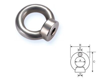 Matice s okem DIN582, nerezová ocel, AISI304 AISI316
