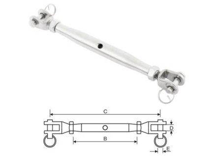 Vidlicoví napínák, nerezová ocel, AISI304 AISI316​