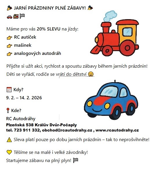 Jarní prázdninová akce na pronájem jízd