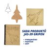 Sada JAS-39 Gripen – vykrajovátko, podtácek, sešit A5