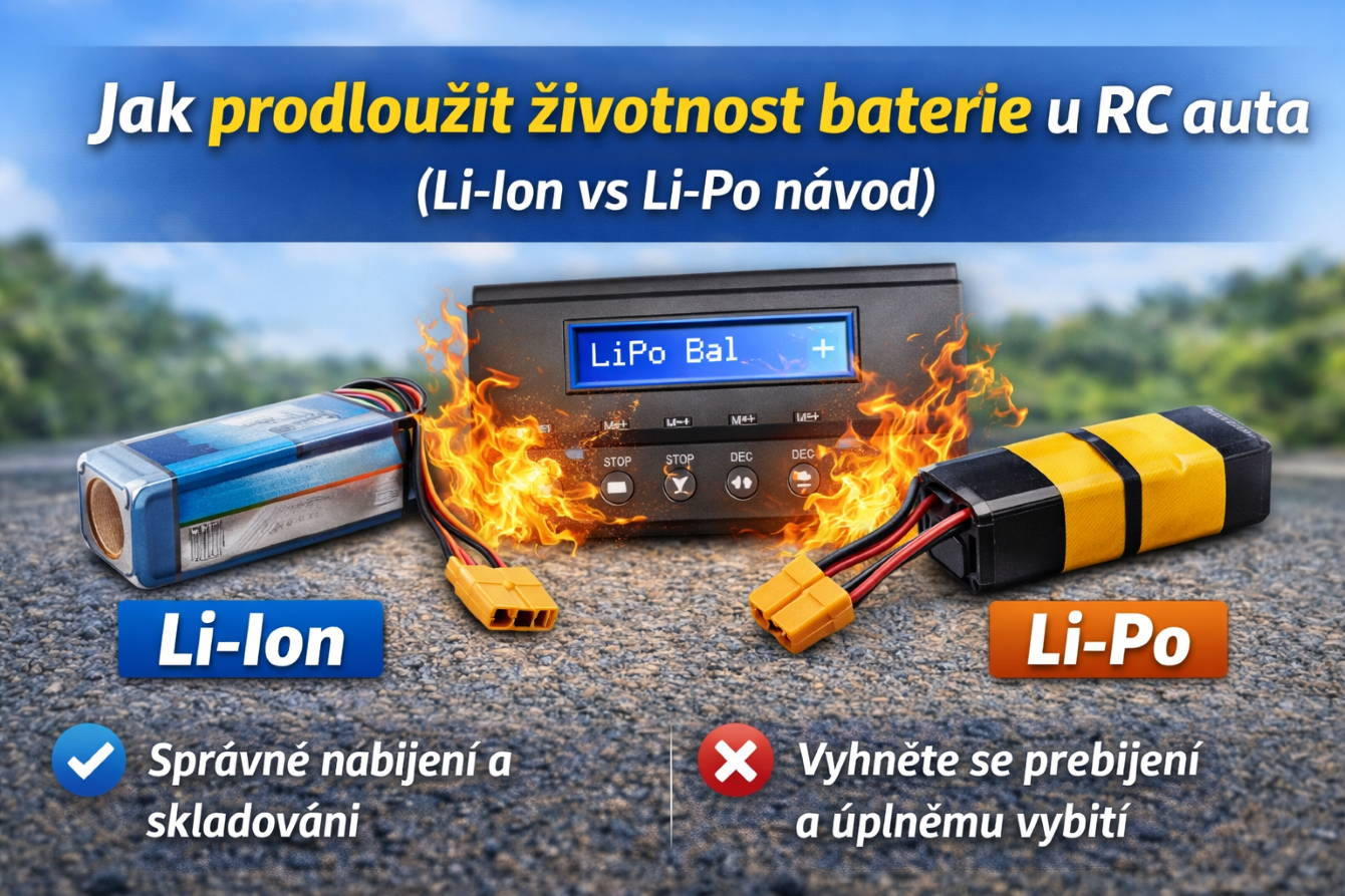 Jak prodloužit životnost baterie u RC auta (Li-Ion vs Li-Po návod)