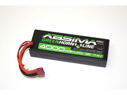 LiPo akumulátor Absima Greenhorn 7,4V / 4000mAh 45C konektor T-Dean, včetně redukce T-Dean/Traxxas