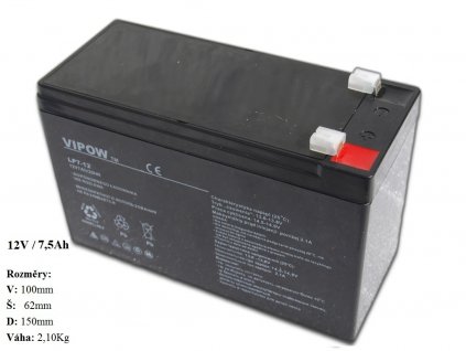 Gelová nabíjecí baterie Vipow 12V - 7,5Ah/ 20HR
