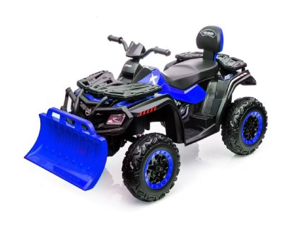 Modrá dětská elektrická čtyřkolka T-Speed 24V s odnímatelným pluhem