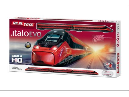 RE.EL Toys ItaloEVO licencovaný vlak v měřítku H0 na baterie, vlak 94cm, dráha 5m