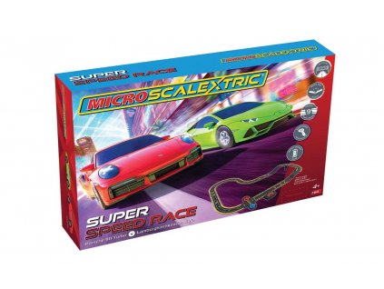 Autodráha MICRO SCALEXTRIC G1178M - Super Speed Race Set - Lamborghini vs Porsche (Battery Powered) (1:64)