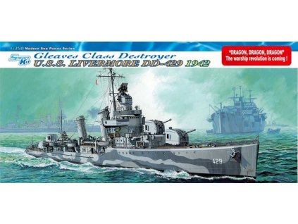 Model Kit loď 1027 - U.S.S. LIVERMORE DD-429 GLEAVES CLASS DESTROYER 1942 (SMART KIT) (1:350)