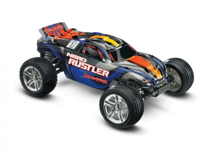 Traxxas Nitro Rustler 1:10 RTR stříbrno-modrý