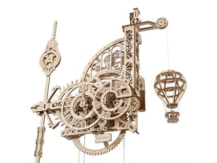 Ugears 3D dřevěné mechanické puzzle Nástěnné hodiny Aero - poškozený obal