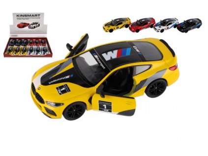 Auto Kinsmart BMW M8 Competition Coupé 1:38 kov/plast 12,5cm 4 barvy na zpětné natažení 12ks v boxu