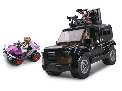 Sluban Policie M38-B0653 SWAT vyzbrojený vůz a zloděj na 4-kolce - poškozený obal
