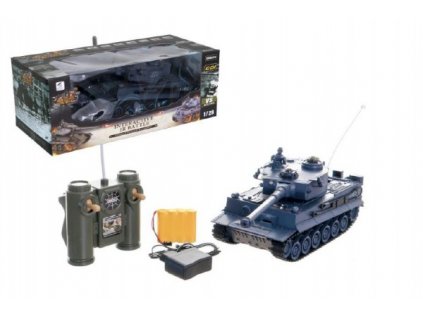 Tank RC plast 33cm TIGER I na baterie+dobíjecí pack 40MHz se zvukem a světlem v krabici 40x15x19cm