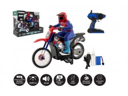 Motorka RC vypouštějící páru plast 35cm 2,4GHz na dálk. ovl. na bat.+ dob. pack se světlem v krabici