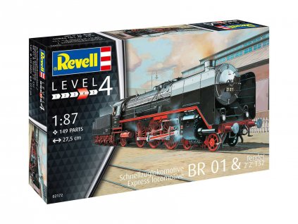 Plastic ModelKit lokomotiva 02172 - Schnellzuglok BR01 mit Tender 2'2' T32 (1:87)