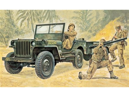 Model Kit military 0314 - Willys MB Jeep with Trailer (1:35)