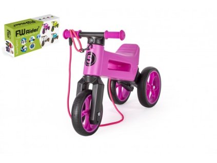 Odrážedlo FUNNY WHEELS Rider SuperSport fialové 2v1+popruh, výš. sedla 28/30cm nos 25kg 18m+ v krab.