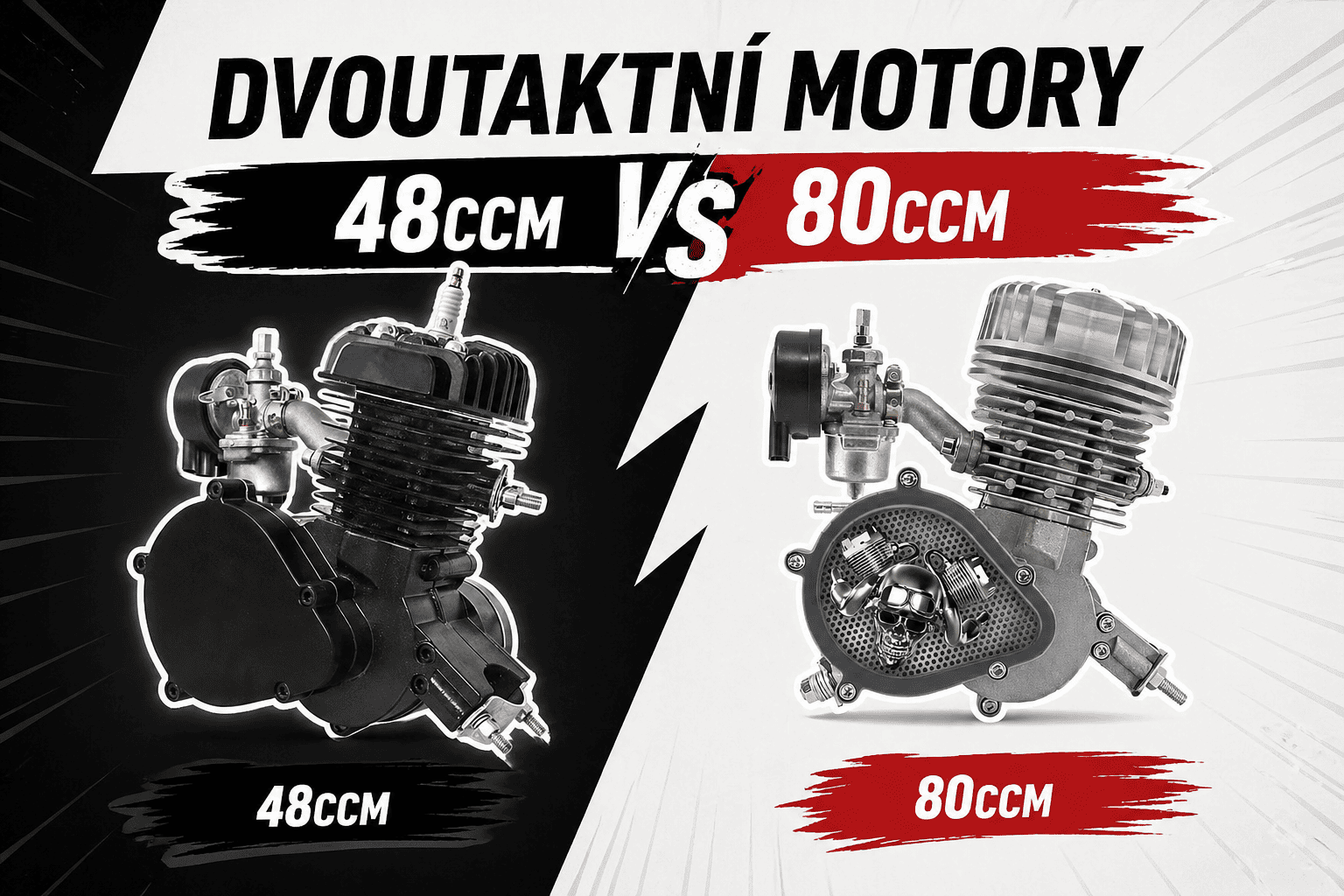 Motory na kola: Dvoutaktní motory 48ccm vs 80ccm