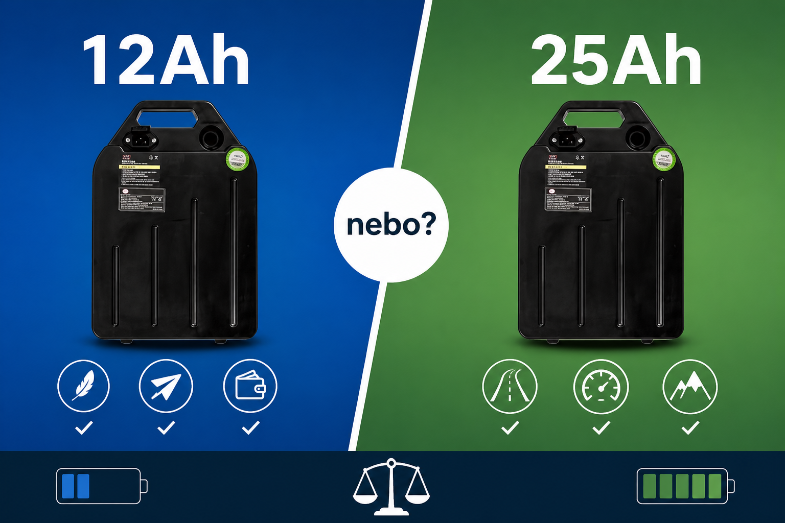 Baterie 60V 12Ah vs 25Ah: Jak si vybrat správnou kapacitu?