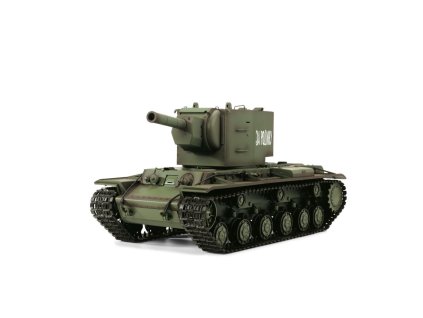 RC tank 1:16 KV-2 - kovové kyvné rameno, ocelová převodovka, vystužení hlavně , zvuk. a kouř. efekty, střílí kuličky