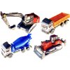 Sada čtyř kovových modelů pracovních strojů a nákladních aut 1:64