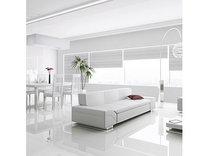 kronotex gloss white laminate tile room shot