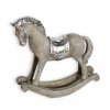 Houpací kůň 15cm polyresin stříbrný
