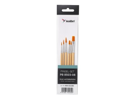 sada syntetických plochých a kulatých štětců