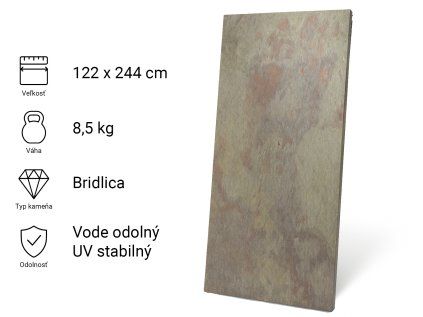 Kamenná dyha, Pink Multi, 122x244 cm