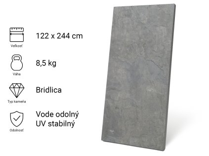 Kamenná dyha, Silver Grey, 122x244 cm