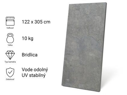 Kamenná dyha, Silver Grey, 122x305 cm
