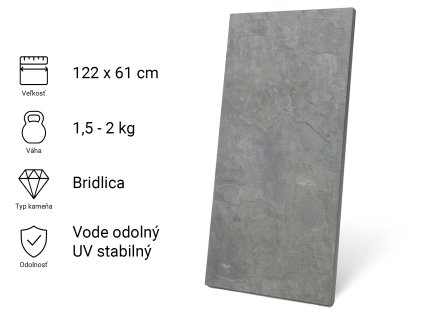 Kamenná dyha, Silver Grey, 122x61 cm