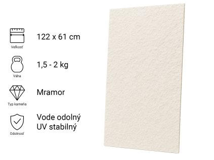 Kamenná dyha, Sparkle White, 122x61 cm