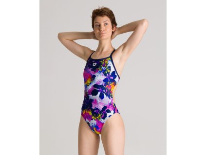 ARENA w glow floral challenge back o. p. Fialové (Veľkosť Dámska veľkosť plaviek: D 42)