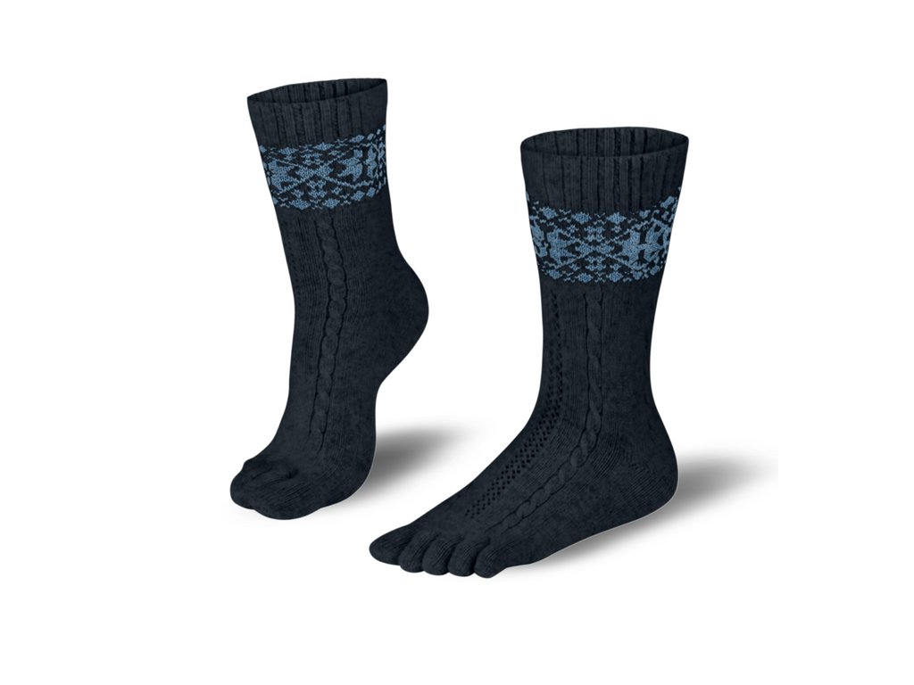 Winter Merino and Cashmere Toe Socks - Snowflakes -Anthracite and