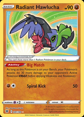 Radiant Hawlucha 081/189 (Radiant Rare)