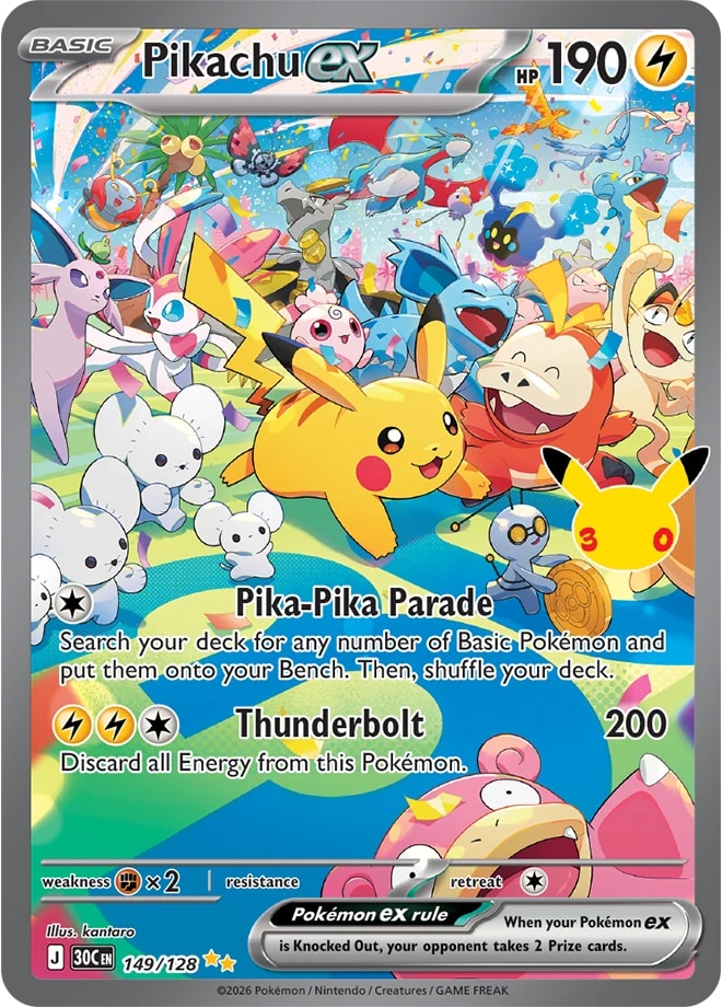 Nová karta Pikachu ex 149/128