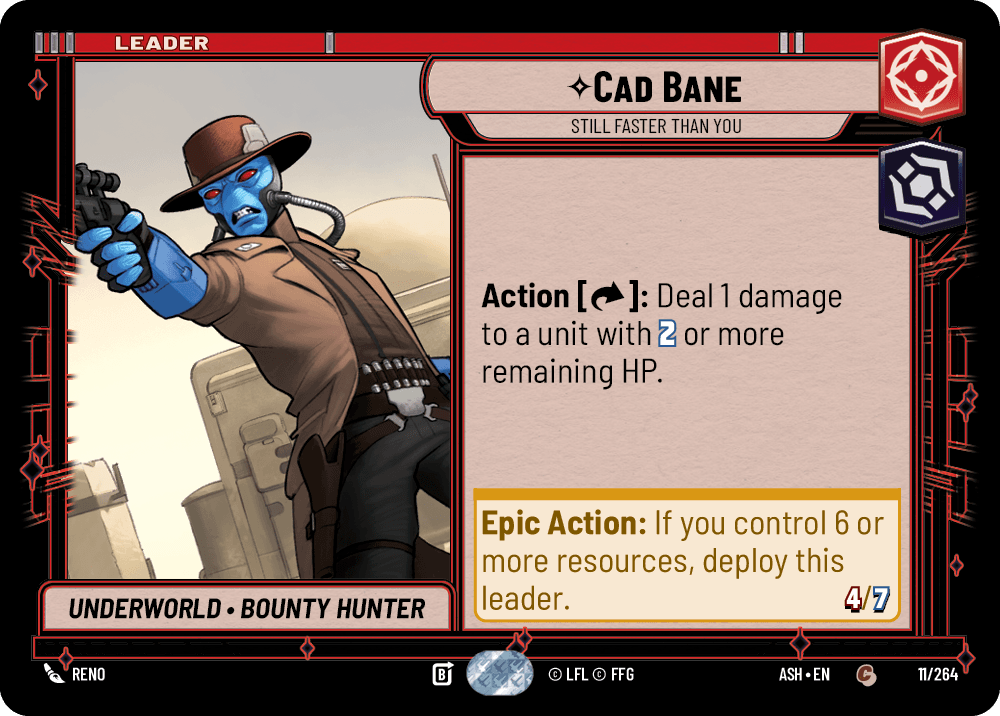 Ukázka karty — vůdce Cad Bane